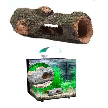 Avelena | Aquarium Hohlbaum Tunnel Höhle Ornament Fisch Garnele Schildkröte Versteck Schutz Fischtank Dekorationen Fischschüssel Zubehör