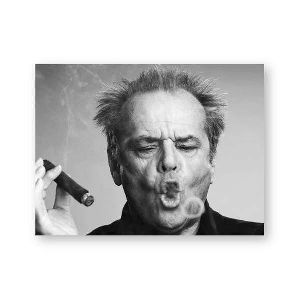 Avelena | Jack Nicholson Zigarre Poster Wandkunst Druck Bild Schwarz-Weiß Leinwandmalerei für Wohnzimmer Moderne Wohnkultur