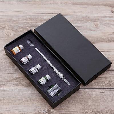 Avelena | Glas Dip Pen Unterschriftenstift Füllfederhalter Büro Geschäft Schule Schreibwaren Geschenkset Stift + Tinte Set