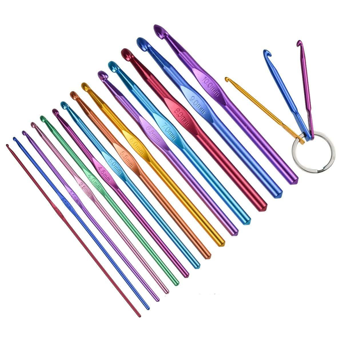 Avelena | Häkelnadelset mit Tasche 14 Stile Stricknadeln Set Diy Nadel Kunst Handwerk Scheren Marker Nähwerkzeuge Gyh