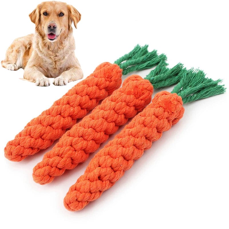Avelena | 1Pc Hundespielzeug Karotten Knoten Seil Ball Baumwollseil Hantel Welpen Zähneputzen Kau Spielzeug Langlebig Geflochten Bissfest Haustierbedarf