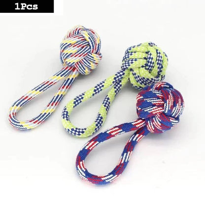 Avelena | 1Pc Hundespielzeug Karotten Knoten Seil Ball Baumwollseil Hantel Welpen Zähneputzen Kau Spielzeug Langlebig Geflochten Bissfest Haustierbedarf