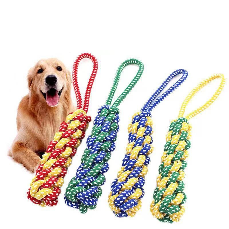Avelena | 1Pc Hundespielzeug Karotten Knoten Seil Ball Baumwollseil Hantel Welpen Zähneputzen Kau Spielzeug Langlebig Geflochten Bissfest Haustierbedarf