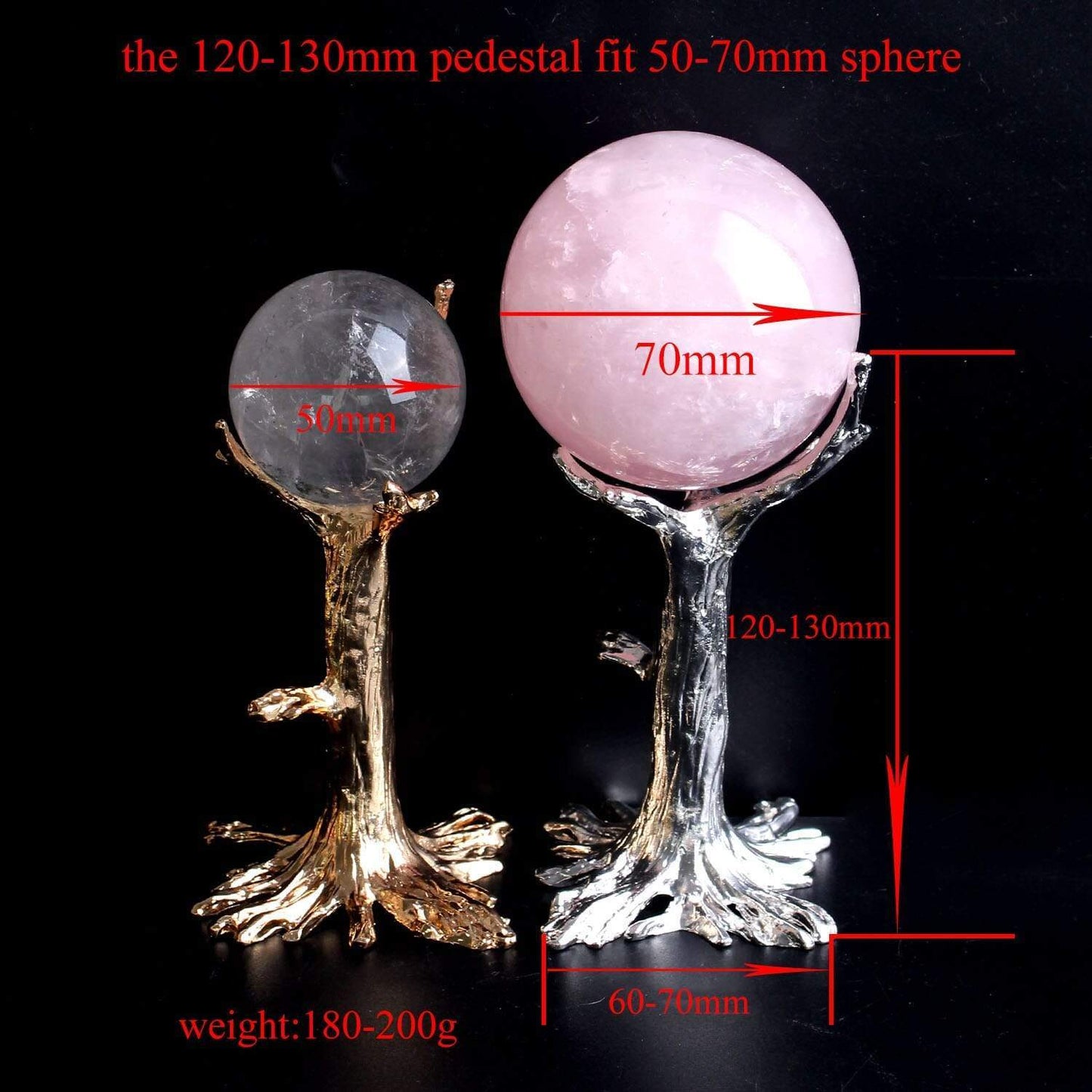 Avelena | 1Pc Gold Silber Dendritische Metall Handwerksstand Baumförmiger Sockel Kristallkugel Basis Grundlage Für Kristall Ei & Kugel Ball