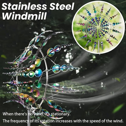 Avelena | 1 Stück Magischer Metall-Windmühle, 3D Metall Outdoor Windspiel für Hof und Garten, Einzigartige Metall kinetische Winds skulpturen & Windspiel, Windfänger Metall Outdoor Rasen Terrasse Dekoration Wind skulptur