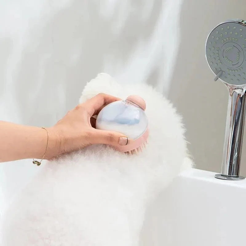 Avelena | 1 Stück Haustier-Badebürste Weiches Silikon Mit Shampoo-Spender Sanfte Massage Für Pflege Und Reinigung Von Fell Und Haar