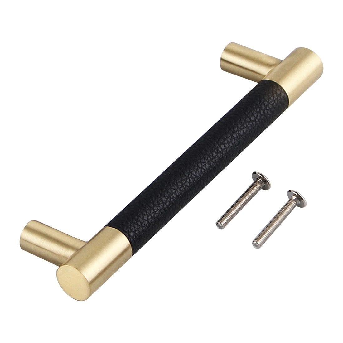 Avelena | 1Pcs Schrankgriffe Massiv Messing Schrank Kleiderschrank Ziehen Schwarzes Leder Hardware Schublade Möbel Türgriffe Kommode Ziehen