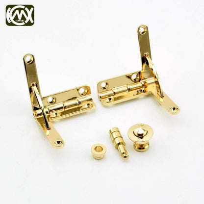 Avelena | 1Set 2 Scharniere und 1 Knopfverschluss 18K Goldene Zinklegierungs-Uhrgehäuse Kombination Scharnier und Schloss Hardware 18K Gold