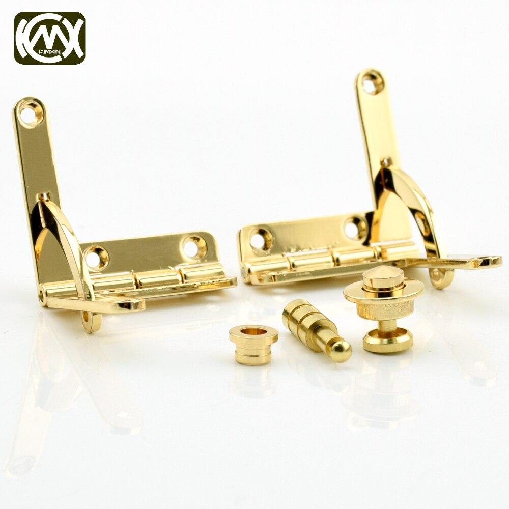 Avelena | 1Set 2 Scharniere und 1 Knopfverschluss 18K Goldene Zinklegierungs-Uhrgehäuse Kombination Scharnier und Schloss Hardware 18K Gold