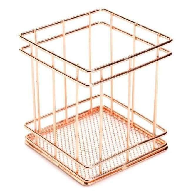 Avelena | 1 Stück Rose Gold Metall Stift Halter Box Fall Organizer Home Schreibtisch Bürobedarf Dekor Hochwertige Büro Schule Schreibtisch Zubehör