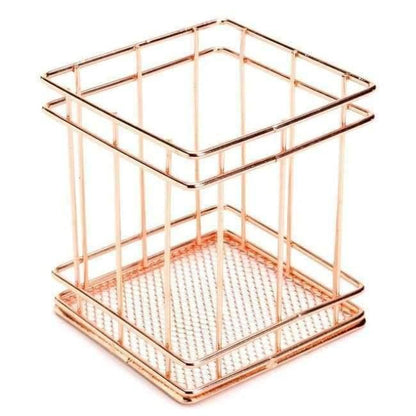 Avelena | 1 Stück Rose Gold Metall Stift Halter Box Fall Organizer Home Schreibtisch Bürobedarf Dekor Hochwertige Büro Schule Schreibtisch Zubehör
