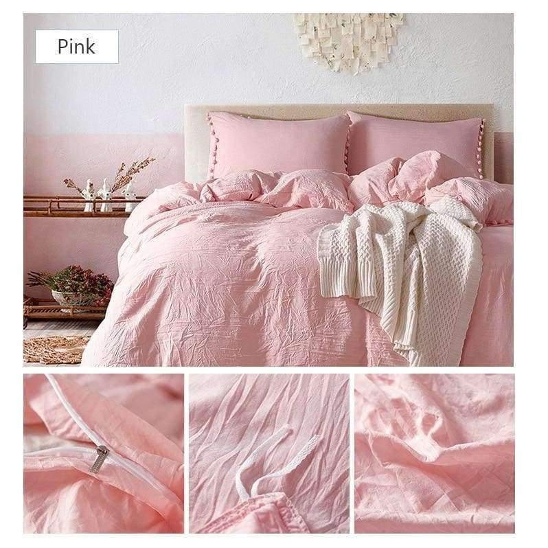 Avelena | 2/3Tlg Pink Bettwäsche Sets Mit Kleinen Ball Mikrofasern Stoff Twin Double Queen King Bettbezug Kissenbezug Bequemes Zuhause Textil