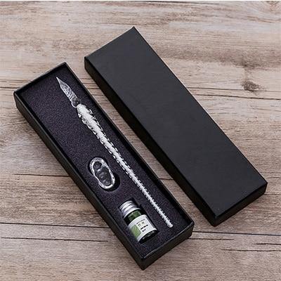 Avelena | Glas Dip Pen Unterschriftenstift Füllfederhalter Büro Geschäft Schule Schreibwaren Geschenkset Stift + Tinte Set