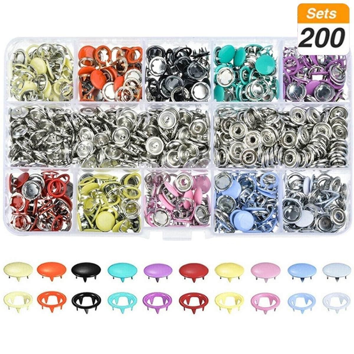 Avelena | 9.5/10Mm 100/200Sets Metal Kleidungsnähknöpfe Krampenring Druckknöpfe Druckverschlüsse + Clipzangen Nähzubehör Diy