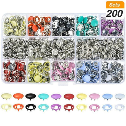 Avelena | 9.5/10Mm 100/200Sets Metal Kleidungsnähknöpfe Krampenring Druckknöpfe Druckverschlüsse + Clipzangen Nähzubehör Diy