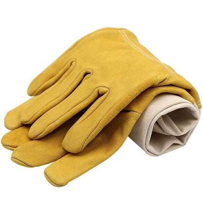 Avelena | 1 Paar Imkerhandschuhe Schutzhülsen Atmungsaktiv Gelbes Netz Weißes Schafsleder und Stoff für Imkerei Imkerhandschuhe