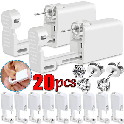 Avelena | 20 Stück Sicherheits-Ohr-Piercing-Pistolen-Kit Einweg Desinfizieren Sicherheits-Ohrstecker Piercer Maschine Stifte Nasenclip Körper Schmuck Piercing Werkzeug