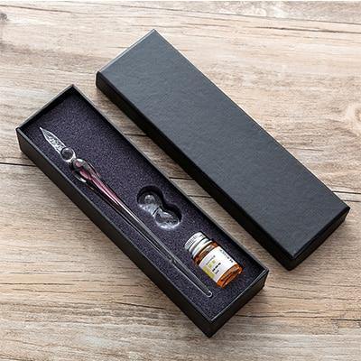 Avelena | Glas Dip Pen Unterschriftenstift Füllfederhalter Büro Geschäft Schule Schreibwaren Geschenkset Stift + Tinte Set