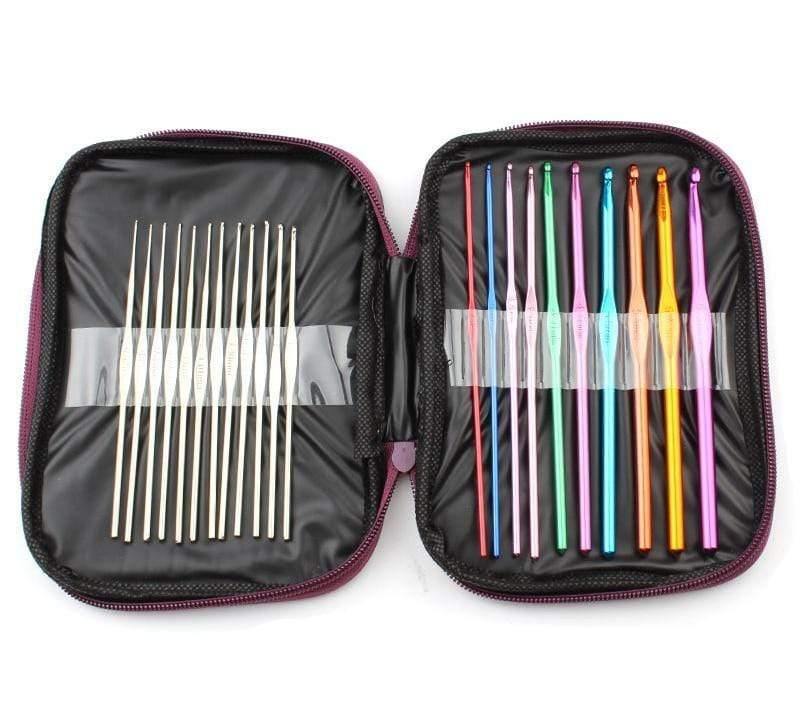 Avelena | Häkelnadelset mit Tasche 14 Stile Stricknadeln Set Diy Nadel Kunst Handwerk Scheren Marker Nähwerkzeuge Gyh