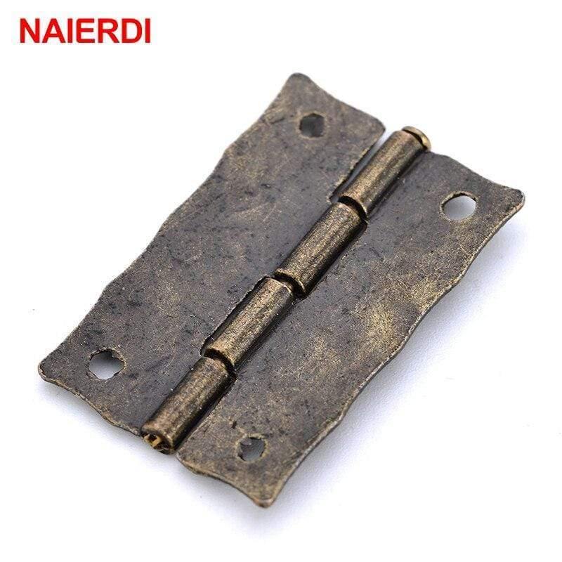 Avelena | 2Pcs Antike Bronze Scharniere Schranktür Schublade Dekorative Mini Scharnier für Schmuckaufbewahrung Holzkasten Möbelbeschläge