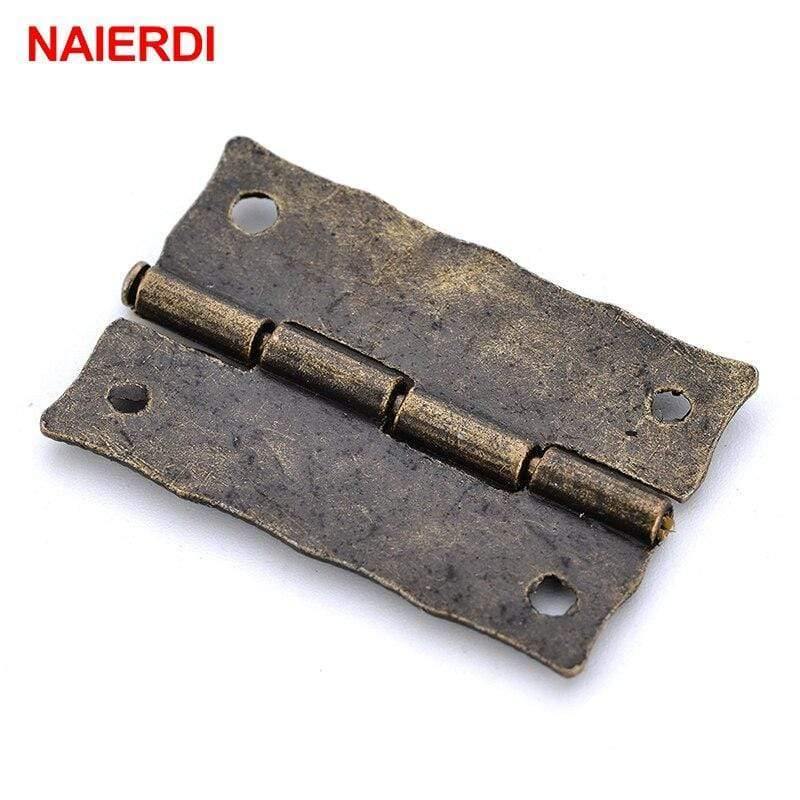 Avelena | 2Pcs Antike Bronze Scharniere Schranktür Schublade Dekorative Mini Scharnier für Schmuckaufbewahrung Holzkasten Möbelbeschläge