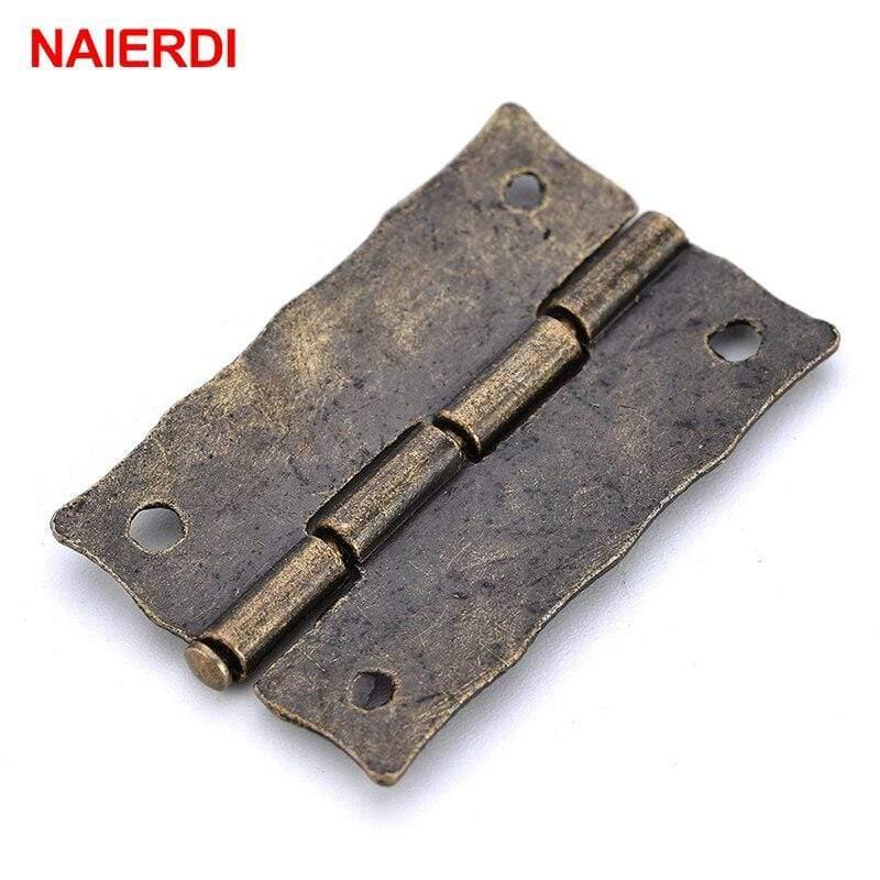 Avelena | 2Pcs Antike Bronze Scharniere Schranktür Schublade Dekorative Mini Scharnier für Schmuckaufbewahrung Holzkasten Möbelbeschläge