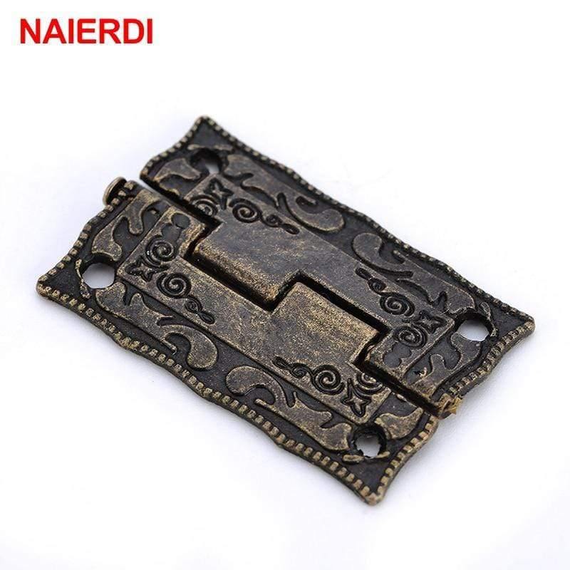 Avelena | 2Pcs Antike Bronze Scharniere Schranktür Schublade Dekorative Mini Scharnier für Schmuckaufbewahrung Holzkasten Möbelbeschläge