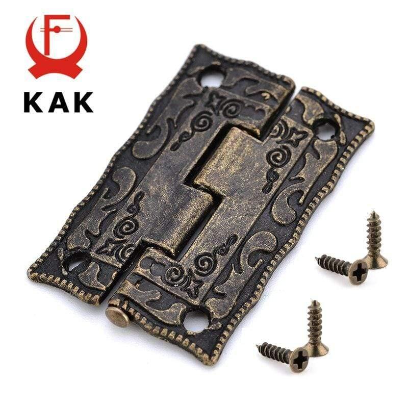Avelena | 2Pcs Kak Antik Bronze Scharniere Schrank Tür Schublade Dekorative Mini Scharnier für Schmuckaufbewahrung Holzbox Möbelbeschläge