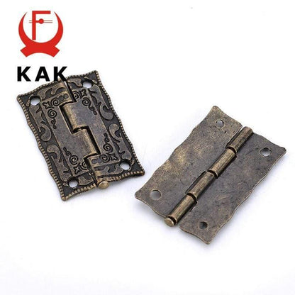 Avelena | 2Pcs Kak Antik Bronze Scharniere Schrank Tür Schublade Dekorative Mini Scharnier für Schmuckaufbewahrung Holzbox Möbelbeschläge