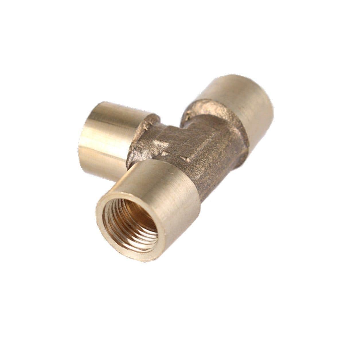 Avelena | 3-Way Tee T-Type 1/8 1/4 3/8 1/2 3/4 Bsp Internal Thread Brass Pipe Connecting Adapter Coupling Connector For Air Water Fuel Gas