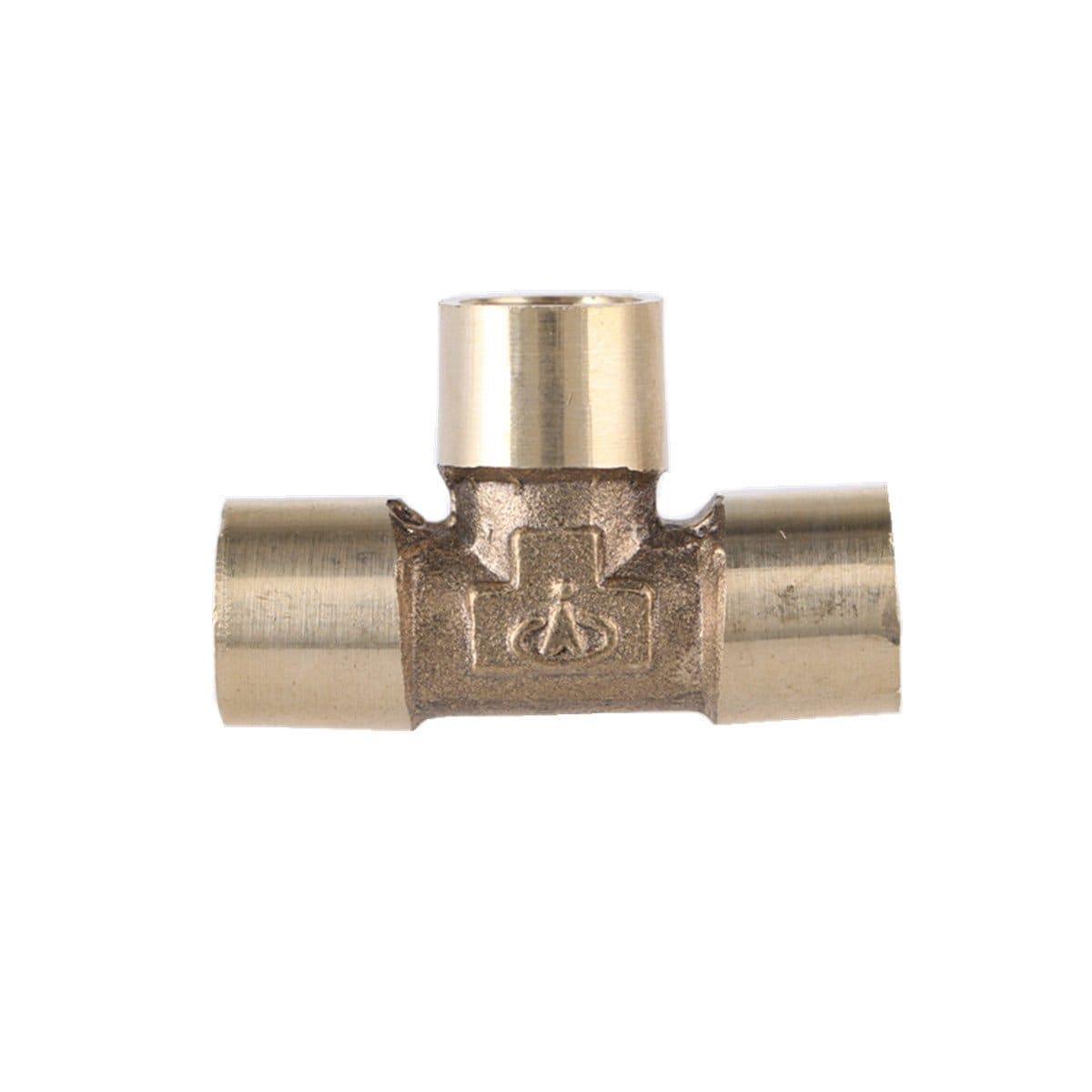 Avelena | 3-Way Tee T-Type 1/8 1/4 3/8 1/2 3/4 Bsp Internal Thread Brass Pipe Connecting Adapter Coupling Connector For Air Water Fuel Gas