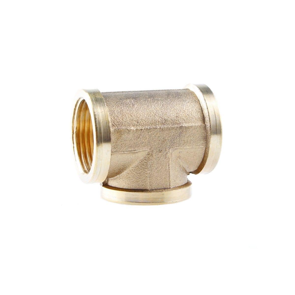 Avelena | 3-Way Tee T-Type 1/8 1/4 3/8 1/2 3/4 Bsp Internal Thread Brass Pipe Connecting Adapter Coupling Connector For Air Water Fuel Gas