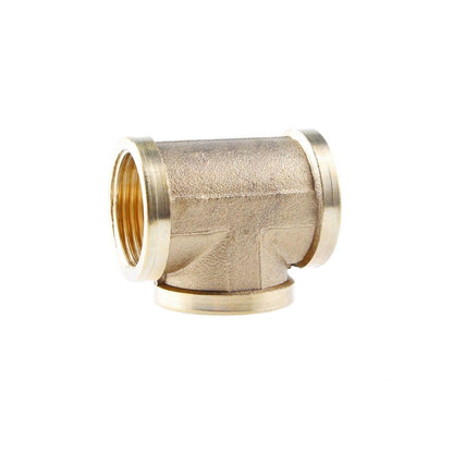 Avelena | 3-Way Tee T-Type 1/8 1/4 3/8 1/2 3/4 Bsp Internal Thread Brass Pipe Connecting Adapter Coupling Connector For Air Water Fuel Gas