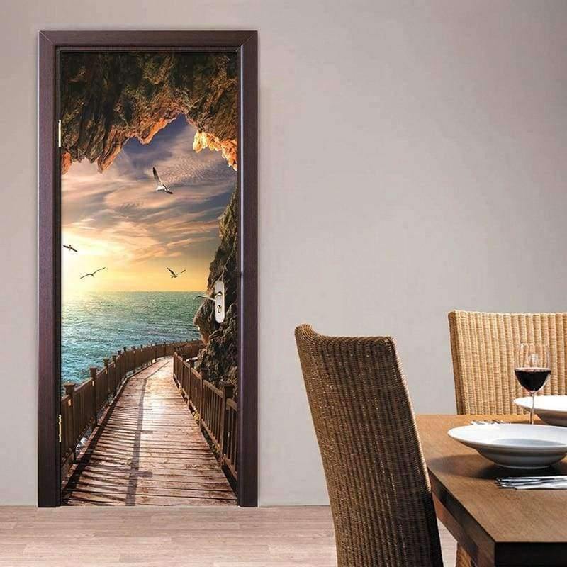Avelena | 3D Tapete Schönes Küstenlandschaft Foto Wand Tür Wandbild Wohnzimmer Schlafzimmer Kreatives Diy Tür Aufkleber Pvc Vinyl Tapete