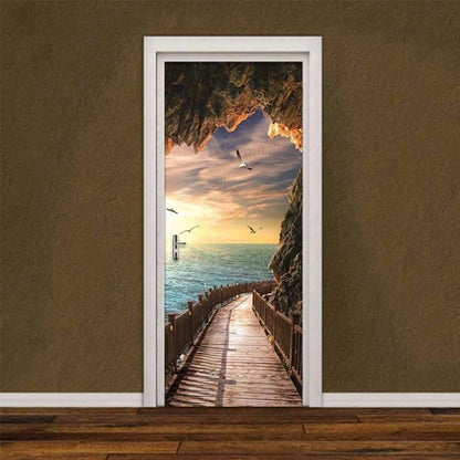Avelena | 3D Tapete Schönes Küstenlandschaft Foto Wand Tür Wandbild Wohnzimmer Schlafzimmer Kreatives Diy Tür Aufkleber Pvc Vinyl Tapete