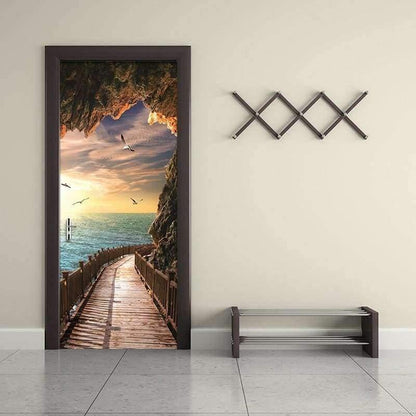 Avelena | 3D Tapete Schönes Küstenlandschaft Foto Wand Tür Wandbild Wohnzimmer Schlafzimmer Kreatives Diy Tür Aufkleber Pvc Vinyl Tapete