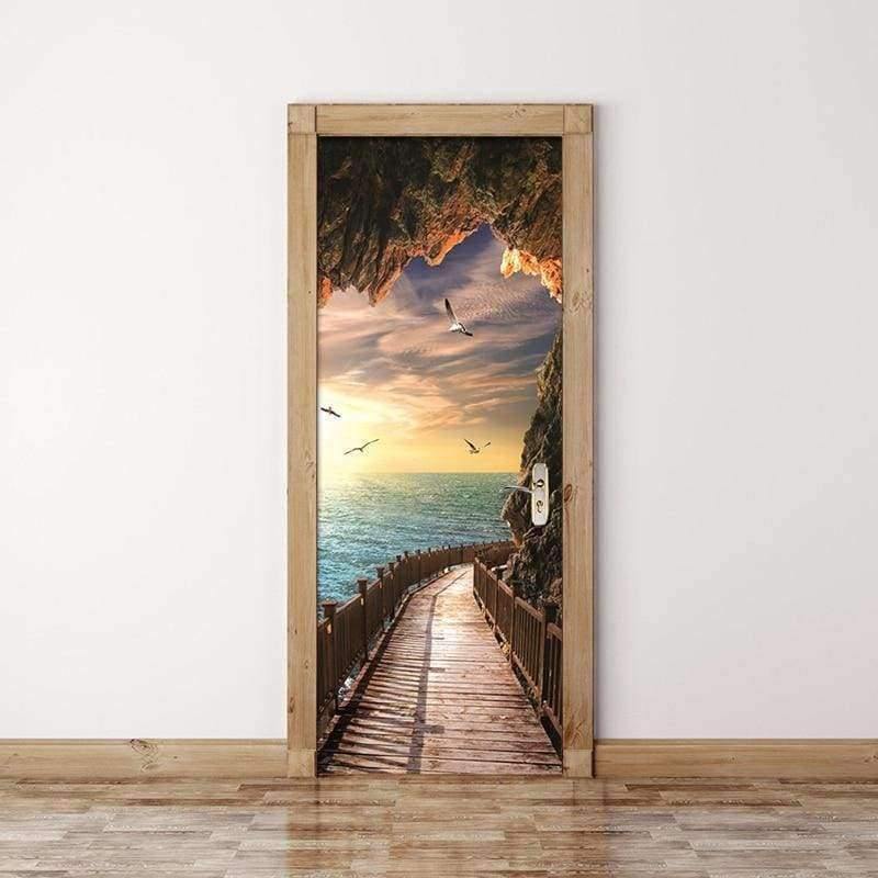 Avelena | 3D Tapete Schönes Küstenlandschaft Foto Wand Tür Wandbild Wohnzimmer Schlafzimmer Kreatives Diy Tür Aufkleber Pvc Vinyl Tapete
