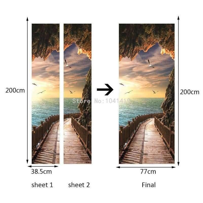 Avelena | 3D Tapete Schönes Küstenlandschaft Foto Wand Tür Wandbild Wohnzimmer Schlafzimmer Kreatives Diy Tür Aufkleber Pvc Vinyl Tapete