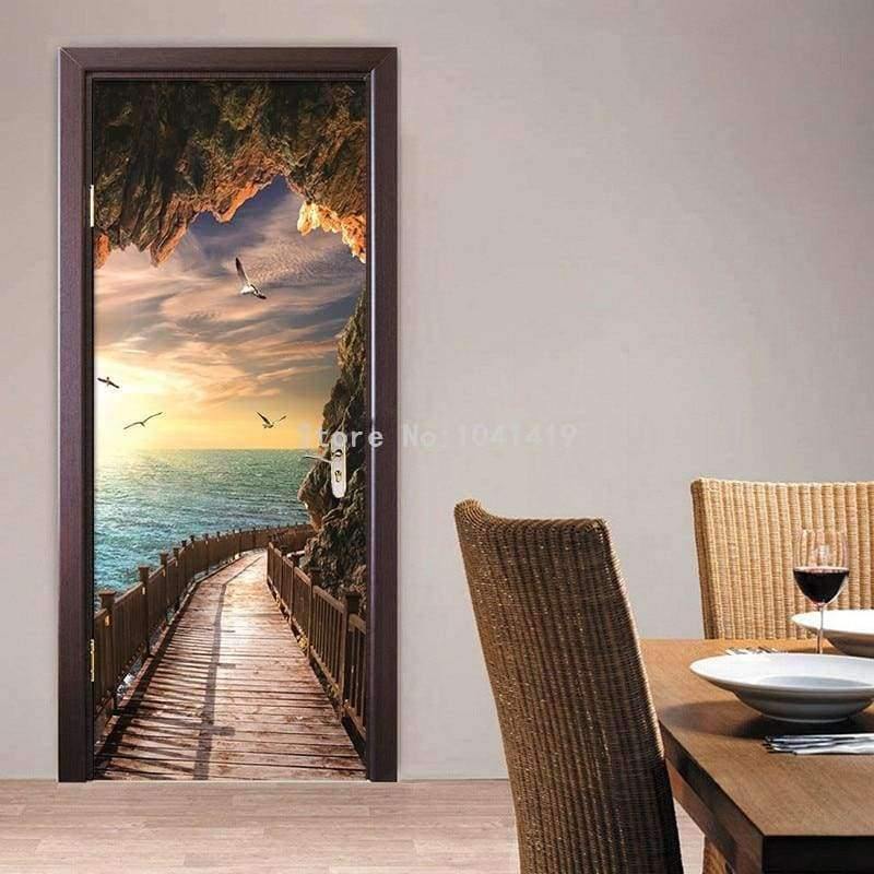 Avelena | 3D Tapete Schönes Küstenlandschaft Foto Wand Tür Wandbild Wohnzimmer Schlafzimmer Kreatives Diy Tür Aufkleber Pvc Vinyl Tapete