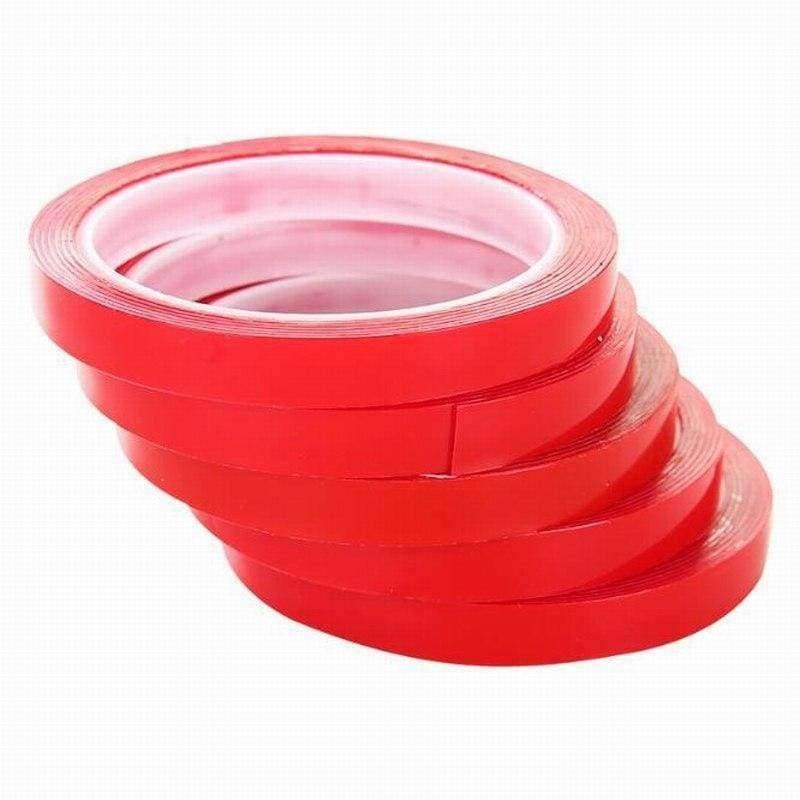 Avelena | 3Mm/5Mm/10Mm*25M Starker Acrylkleber Pet Rote Folie Klare Doppelseitige Klebebänder Keine Rückstände für Telefon Tablet Lcd Bildschirm Glas