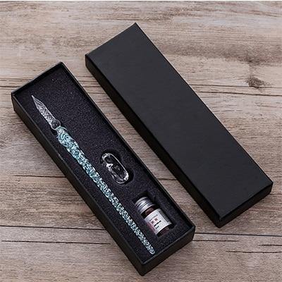 Avelena | Glas Dip Pen Unterschriftenstift Füllfederhalter Büro Geschäft Schule Schreibwaren Geschenkset Stift + Tinte Set