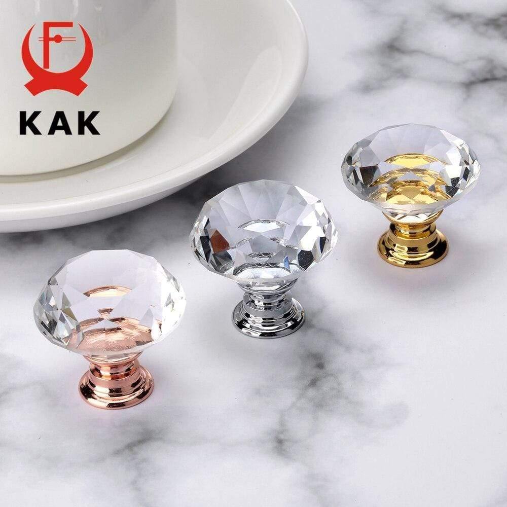 Avelena | 40Mm Diamantförmige Kristallglas Knöpfe Schrankzüge Schubladenknöpfe Küchenmöbelgriffe Möbelgriff Hardware