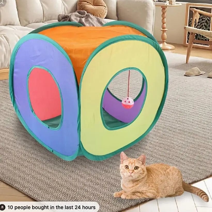 Avelena | Spaß Katzen Tunnel Innen Faltbare Würfel Katze Zelt Kätzchen Spielzelt Haus Interessantes Haustier Tunnel Spiel Kleiner Hund Spielen Training