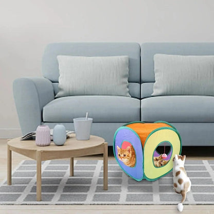 Avelena | Spaß Katzen Tunnel Innen Faltbare Würfel Katze Zelt Kätzchen Spielzelt Haus Interessantes Haustier Tunnel Spiel Kleiner Hund Spielen Training