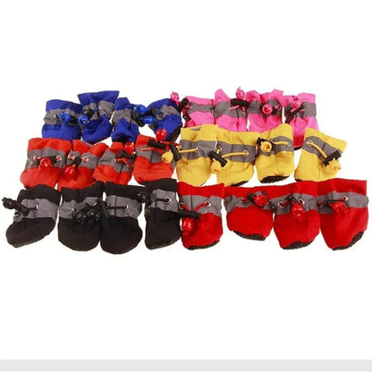 Avelena | 4Pcs/Set Wasserdichte Haustier Hundeschuhe Rutschfeste Regenhosen Schuhe für Kleine Katzen Hunde Welpen Hund Haustier Stiefel Haustier Pfoten Zubehör