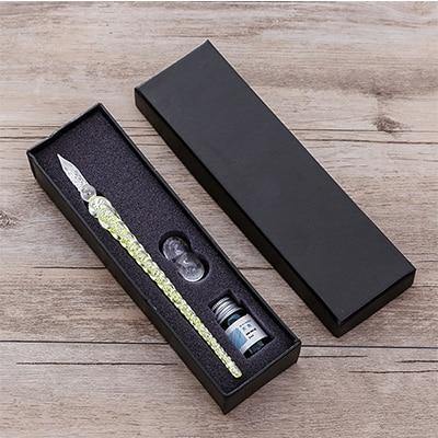 Avelena | Glas Dip Pen Unterschriftenstift Füllfederhalter Büro Geschäft Schule Schreibwaren Geschenkset Stift + Tinte Set
