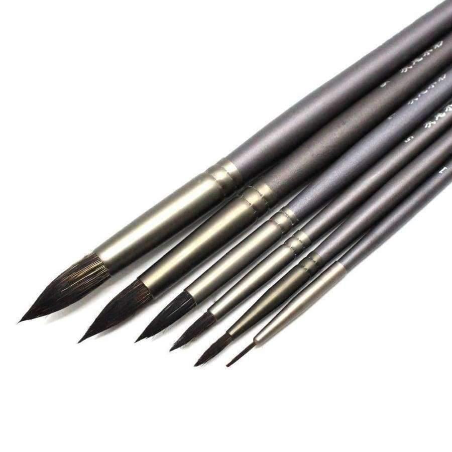 Avelena | 6 Stück Set Professionelle Eichhörnchenhaar Runde Spitze Künstlerpinsel Stift Kunstbedarf für Acryl Ölmalerei Kunstpinsel