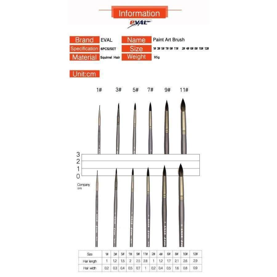 Avelena | 6 Stück Set Professionelle Eichhörnchenhaar Runde Spitze Künstlerpinsel Stift Kunstbedarf für Acryl Ölmalerei Kunstpinsel