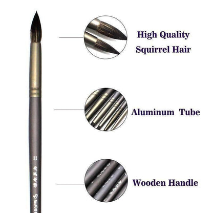 Avelena | 6 Stück Set Professionelle Eichhörnchenhaar Runde Spitze Künstlerpinsel Stift Kunstbedarf für Acryl Ölmalerei Kunstpinsel