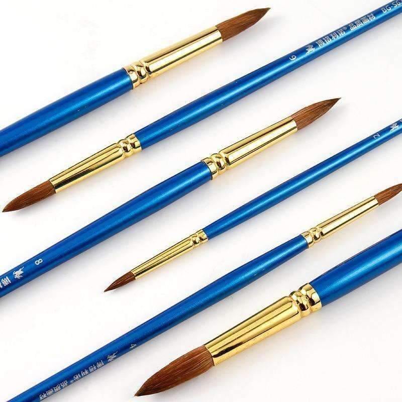 Avelena | 6-Teiliges Set Marderhaar Professionelle Aquarellpinsel mit Box Aquarell Malen Pinsel Schreibwaren Kunstbedarf